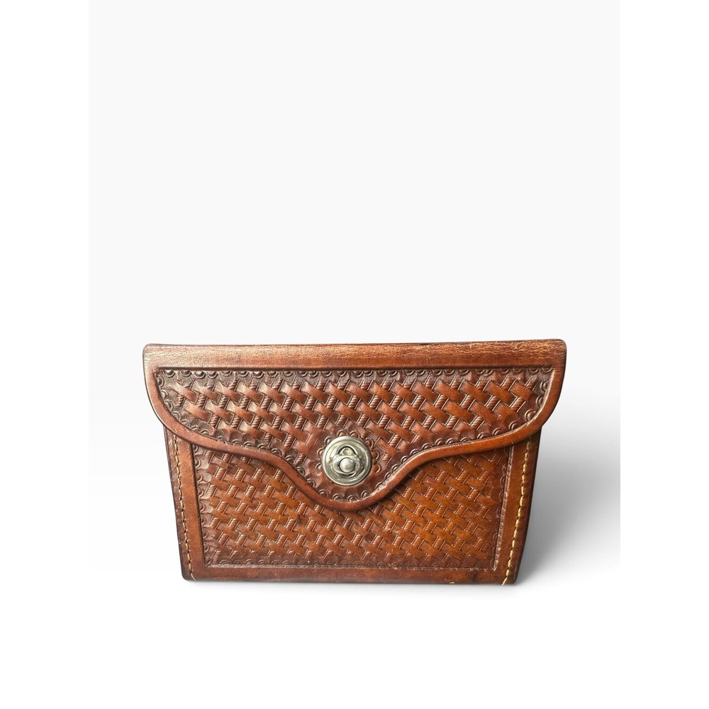 Vintage Geo Lawrence Co Portland OR Basketweave Leather Cartridge Pouch 300